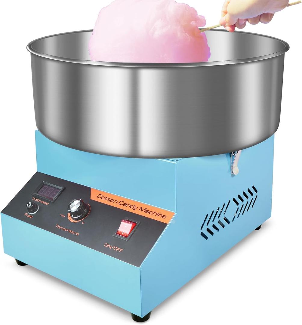 Cotton Candy Machine Commercial, 1000W Efficiently Cotton Candy Maker Machine with Stainless Steel Bowl, Sugar Scoop, Easy & Safe to Use, Candy Floss Maker for Kids, Home, Party, Birthday, Festival