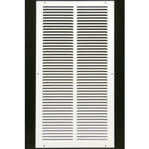 HVAC Premium 12'' x 22'' [Duct Opening] Flat Stamped Steel Return Air Grille - Sidewall and Ceiling - HVAC Vent Duct Cover - White [Outer Dimensions: 13.75''w X 23.75''h]