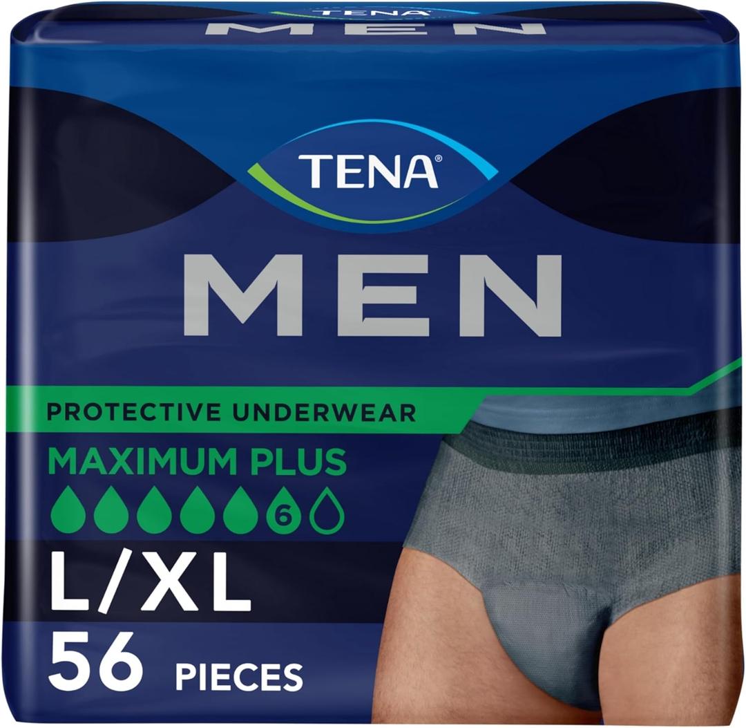 TENA Incontinence Underwear for Men, Maximum Plus Absorbency, Large/Extra Large - 56 Count (X-Large)