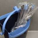 Broom and Dustpan Set for Home 2025 Indoor Outdoor Broom with Dustpan Combo Set Upright Dust Pans with Long Handle Angle Broom for Kids Garden Pet Hair Lobby Wood Floor Kitchen, Blue 