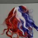Red White Blue Wigs for Women Girls American Flag Wig 4th of July wigs Short Curly Wavy Wigs With Bangs Fourth of July Party WigFourth of July Party Wigs
