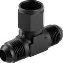 8AN Flare Male Tee Fitting Adapter with AN8 Female Swivel on Side, Black Aluminum Construction for Corrosion Resistance, Universal Fit for Fuel System Transmission Cooler Applications