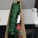 60 Pcs 6ft Half Christmas Tree with Ornaments and 150 LED Lights Artificial Half-Shape Christmas Tree with Poinsettia Berry Picks Topper Star Balls for Xmas Holiday Decoration(Dark Green)