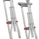 DMI Universal Aluminum Crutches - Adjustable Underarm Walking Aid for Adults, Shorter to Tall (4'6"-6'6"), Push-Button Height Adjustment, 300 lbs Capacity, Slip-Resistant Tips, 1 Pair