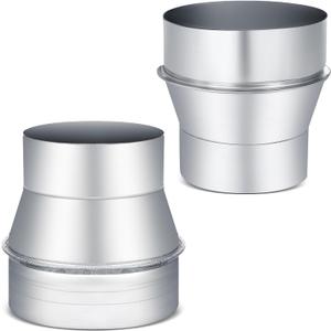 Hicarer 2 Pcs Duct Reducer 5 to 4 Inch Round Ducting Connector Duct Adapter Air Ducting Reducer Increaser Air Reducer Galvanized Steel Air Adapter for Bathroom Kitchen Inline Ventilation