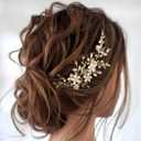 JAKAWIN Bridal Hair Accessories Wedding Hair Comb Silver Pearl Hair Piece for Women HC034 (2-Gold)