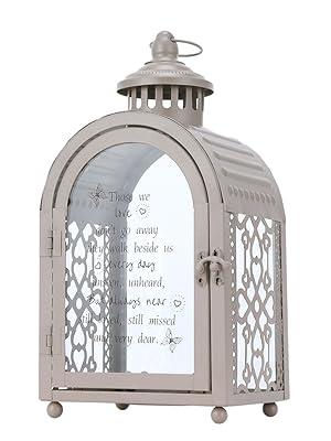 TRIROCKS Memorial Lantern 29cm Memorial Lantern with Love Design Mourning Gift Sympathy for Funeral Memorial Service Loss of a Loved One (Grey)