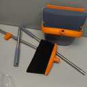 kelamayi Upgrade Broom and Dustpan Set, Self-Cleaning with Dustpan Teeth, Indoor&Outdoor Sweeping, Ideal for Dog Cat Pets Home Use, Stand Up Broom and Dustpan (Gray&Orange)