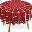 Spider Web Red Round Tablecloth 60 inch,Red Cobweb Circle Table Cover Stain Resistance Water Repellent Wrinkle-Free Table Cloth for Home Kitchen Dining Party Patio Indoor Outdoor