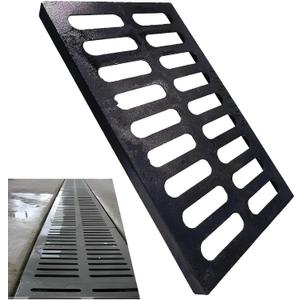Cast Iron Drain Grate, Driveway Channel Cover 20x12 in C-Class