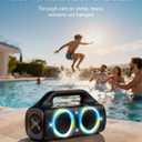 IPX67 Waterproof Bluetooth Speaker:80W(Peak) Loud Outdoor Portable Wireless Party Speakers with LED Lights,20H Playtime,Bluetooth 5.3,Deep Bass & TWS for Pool,Beach