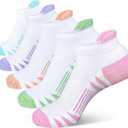 Heyoboy Womens Ankle Anti-blister Thick Cushioned Wicking Odor Resist Athletic Running Socks, Size 6-9, White 5 Pairs