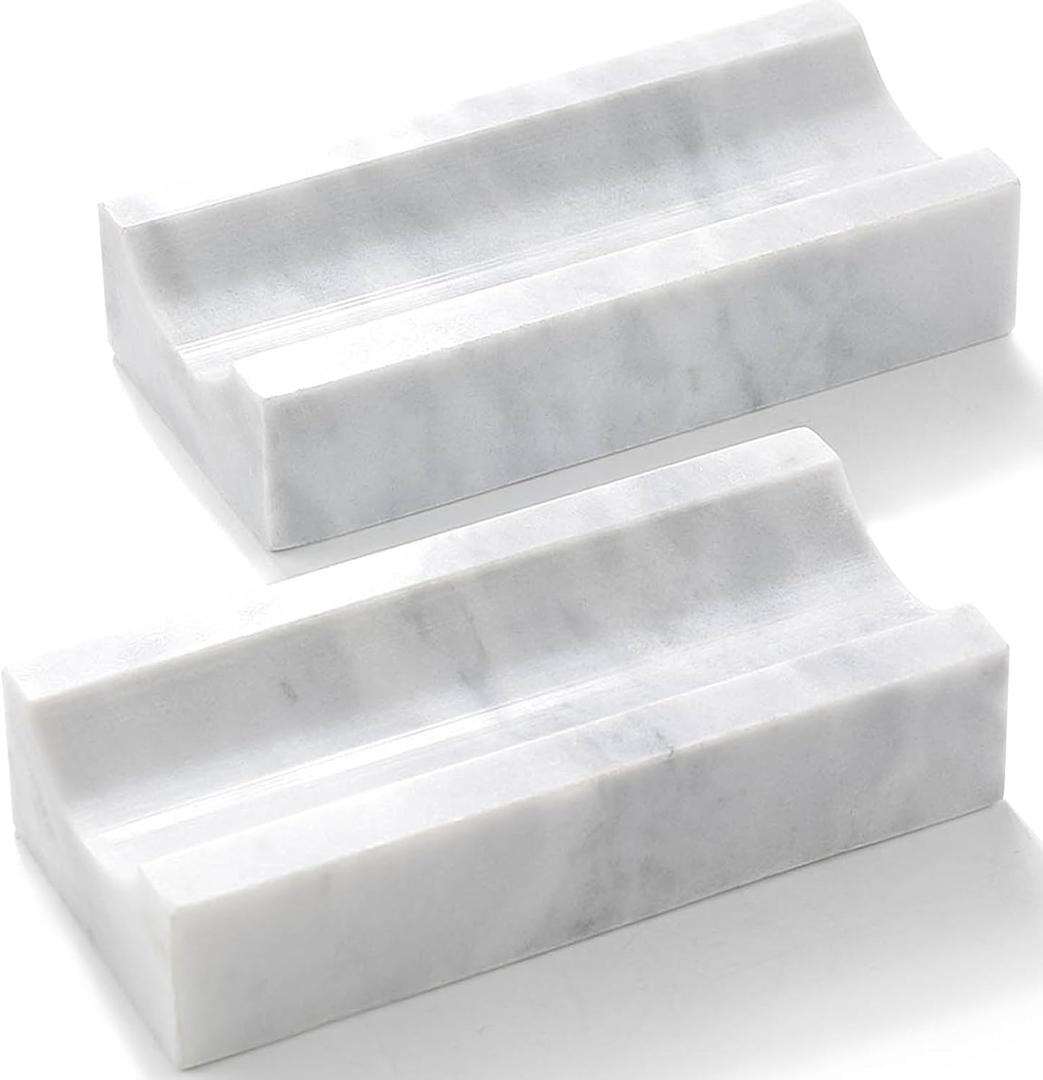 Marble Rolling Pin Holder,Rolling Pin Display Rack,Suitable for Storing Rolling Pin,Pizza Roller,Spoon,Knive,Fork and Other Kitchen Utensils,Set of 2(White Grey)