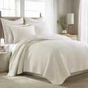 Levtex Home Cross Stitch Reversible Twin XL/Twin Quilt Set (68x86in) with 1 Pillow Sham (26x20in) - Stitch Texture - Cream - 100% Cotton Twin Size Quilt Bedding Set - Lightweight, Soft, Pre-Washed