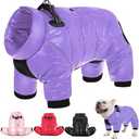 AOFITEE Dog Coat, Waterproof Dog Winter Jacket, Warm Fullbody Dogs Snowsuit, Winter Coat for Small Dogs, Zip Up Pet Puffer Jacket Fleece Vest, Outdoor Reflective Cold Weather Pet Coats, Large