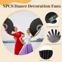 8 PCS Large Folding Fans Set for Line Dance & Popping, Boots on The Ground Hand Fans with Fan Sleeves, Chinese Kung Fu Fan for Line Dancing for Men Women - Black