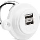 Facon 12V RV USB Charger Socket, Dual RV USB Outlet (5V / 2.4A), Super Slim Wall Mount 12V USB Outlet, for RV Trailer Camper Boat Marine Motorhome, White