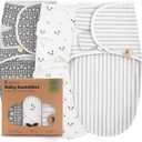 Sweety Fox 3-Pack Organic Baby Swaddle Sleep Sacks - Swaddles for Newborns, Infant 0-3 Months, Baby Girls, Boys, Soft & Snug Newborn Sleep Sack, Nursery Swaddling Blankets, Velcro Closure (Forest)