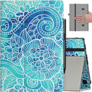 VORI Case for All-New Amazon Kindle Fire HD 10 Tablet (13th/11th Generation 2023/2021 Release) and Fire HD 10 Plus - Slim Folding Stand Folio Cover with Auto Wake/Sleep & Hand Strap, Abstract Floral