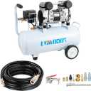 Quiet Air Compressor, Only 68dB, 5 Gallon Steel Tank, 2.8CFM @ 90PSI, Oil-Free, Electric Air Compressor Perfect for Woodwork Nailing, Garage, Car, Pneumatic Tool, Includes 11 Accessories (5 Gallon With Accessory Kit)