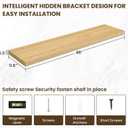 Acovy 48 Inch Floating Shelves, 12 Inch Deep Floating Shelves for Wall, Large Floating Shelf with Invisible Brackets, Deep Shelves for Bathroom, Bedroom, Living Room, 1 Pack, Natural