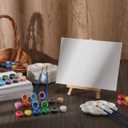 Qilery 12 Set Canvas Painting Kit, Mini Canvas with Wooden Easels Acrylic Paints Strips, Brushes, Palette, Art Set for Acrylic Oil Watercolor Adults Birthday Party Favors(6 x 8 Inch)