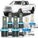 Compatible with Toyota Tacoma 2016-2023 Fog Bulbs, High&Low Beam Fog Light Bulbs Combo, 800% Super Bright 6000K Cool White, Plug and Play, Pack of 6