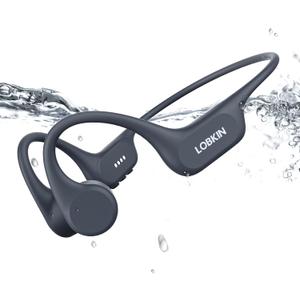 LOBKIN Swimming Headphones Bone Conduction Headphones - Bluetooth 5.4 Built-in MP3 32G Memory IP68 Waterproof Headphone for Swimming Surfing, Running, Cycling (Black)