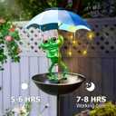 Solar Bird Feeder Frog Garden Decor, Outdoor Solar Lights with Umbrella, Hummingbird Feeder Decorative Path Lights Yard Art Ornament Bird Feeder (Frog)
