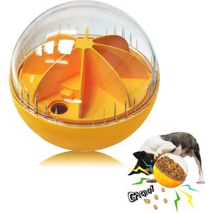 Dog Toys Balls, Interactive Puzzle Treat Dispensing Squeaky Balls for Puppy Large Dogs, Chewer Dog Gifts (Orange) (LEVEL-1)