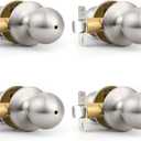 Probrico Brushed Nickel Door Knob Without Key Privacy Door Knob Bedroom/Bathroom Door Knobs Interior Keyless Door Knobs 4 Pack
