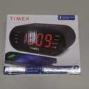 Timex Alarm Clock for Bedroom with FM Radio and 10 Station Presets, Clock Radio with Dual Alarms, USB Charger, Large Display, Sleep Timer, and Snooze  Black (T232B)