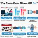 ClonerAlliance UHD Pro, 4K Video Recorder, HDMI Capture DVR with H.265/H.264 Codec, Cinematic 24fps Recording(Up to 30fps), 4K@60fps Passthrough, Pause/Resume Recording.