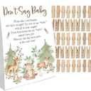 Don't Say Baby Clothespin Games (1 Sign + 50 Mini Clothespins), Forest Theme, Neutral Baby Shower Decorations, Baby Shower Game, Delicate Baby Pin (dsbb22)