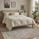DCX Washable 8x10, Kid & Pet Friendly with Rubber Back Non Slip, Stain Resistant Vintage Rug for Living Room, Bedroom, Home Office, Soft Low Pile Large Farmhouse Distressed Carpet, Greige