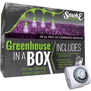 Miracle LED Greenhouse in a Box Grow Kit - Includes 4 Smokephonics Red & Blue Spectrum 150W Replacement Grow Light Bulbs & 1 4-Socket Corded Fixture with SproutMatic Grow Light Timer (2-Pack)