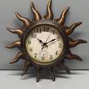 Sun Outdoor Clock with Thermometer - Silent Non-Ticking Retro Decorative Wall Clock, Waterproof for Patio, Garden, Pool, Bathroom, Kitchen - 13 Inch, Bronze, Large