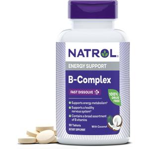 Natrol Fast Dissolve B-Complex, Dietary Supplement for Energy Support, B Complex Vitamins, 90 Tablets, 30 Day Supply