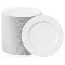 FOCUSLINE 100 Count White Plastic Dessert Plates 7 Inch, Disposable Heavy Duty Plastic Plates for Weddings, Parties and Events