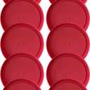 Replacement Lids fits Pyrex 2-Cup Glass Food Storage Container Bowls, 5-Inch Plastic Round Lids Covers for Pyrex 7200-PC, Airtight & Leakproof (10-Pack, Red)