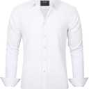 J.VER Boy's Long Sleeve Dress Shirts Solid Stretch Wrinkle-Free Shirt Kids Casual Button Down Shirts School Uniform (White,14-15y)