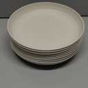 Deep Dinner Plates Set of 8, Wheat Straw Plate 9 Inch, Lightweight and Unbreakable Plastic Plate Reusable, Microwave & Dishwasher Safe Camping Plates for Picnic, Outdoor, Travel (Beige)