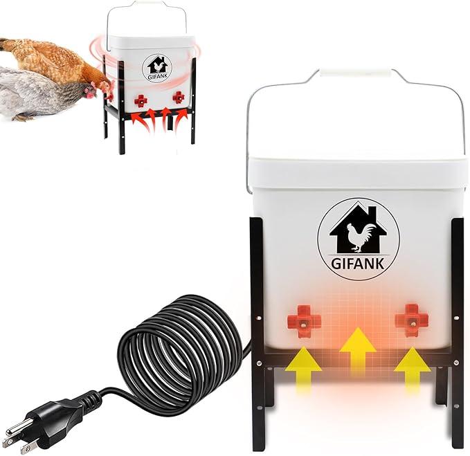 Automatic Chicken Feeder and Waterer Set Hanging Chicken Waterer 3 Gallon Poultry Water Feeder with Nipples and Feeding Ports No Waste,Chicken Coop Accessories