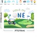 SVBright Hole in One Birthday Backdrop 7Wx5H Watercolor 1st Blue Sky White Clouds Grass for Bday Kids Boys Party Cartoon Golf Sports Themed Decorations Photography Background Banner Photo Booth Studio