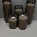 Homemory Flameless Candles with Embedded Star String Fairy Lights, Battery Operated Candles, LED Candle, Fake Candles with Remote Control and Timer for Halloween, Gray Acrylic, Set of 5(H4"5"6"8"8")