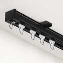Ceiling Curtain Track Heavy Duty Tracks Ceiling/Wall Mount Sliding Room Divider Silent Rail with 3 Types of Hooks for Living Room, Bedroom, Black 6 ft to 9 ft