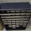 Plastic Storage Drawers – 60 Compartment Organizer – Desktop or Wall Mount Container for Hardware, Parts, Crafts, Beads, or Tools by Stalwart, Navy Blue