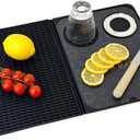 Bar Mats, Drying Mat Home Bar Accessories - Multi-Purpose Foldable Cocktail Mat - 18.11 * 11.8 inches (Black) for Bar, Outdoor Camping, Home Bar Mats