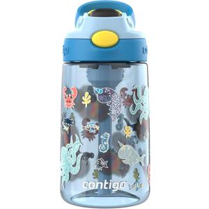 Contigo Kids Water Bottle with Redesigned AUTOSPOUT Straw, 14 oz (Glacier (Sharks GFX))