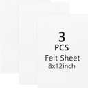8x12 White Felt Fabric Sheets - 3PCS Felt Squares -1 Colors Soft Felt Squares, 1.5mm Thick for Sewing, Patchwork, Decoration, Embroidering, Book, DIY Craft